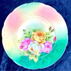 John O. HUMES Carlsbad Austria Collector Plate Floral Roses Hand Painted China.
